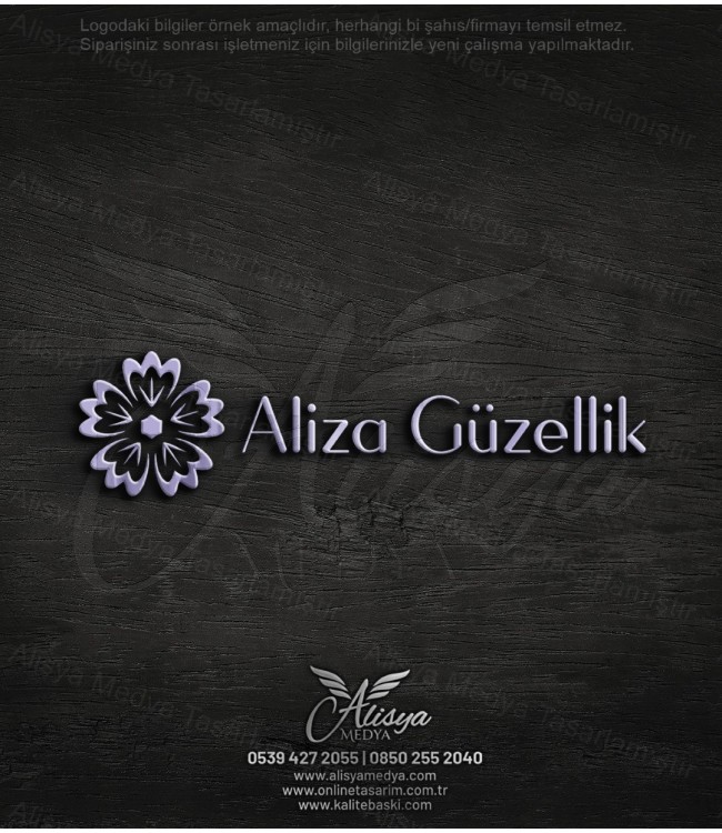 Çiçek Sembollü Sade Logo - Lila Mor Metalik Renk Güzellik Merkezi, Estetik, Bakım, Makyaj Kuaför Logo Örneği
